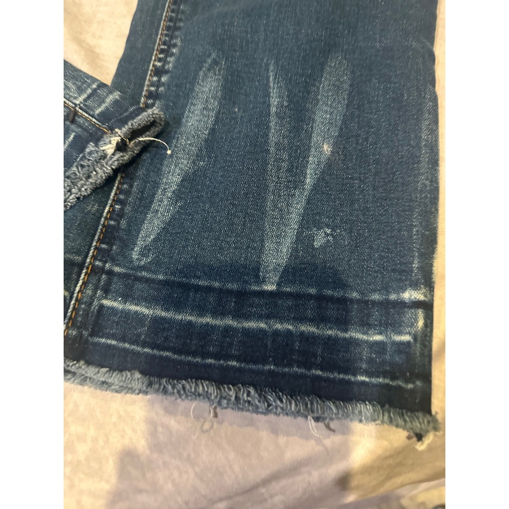 R1893 Womens Distressed Skinny Jeans Dark Wash Button Fly Frayed Hem Size 10 - Picture 5 of 14